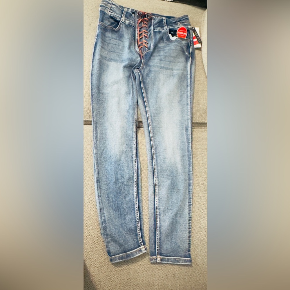 Lace Up Stretch High Rise/bottom lifter Blue jeans